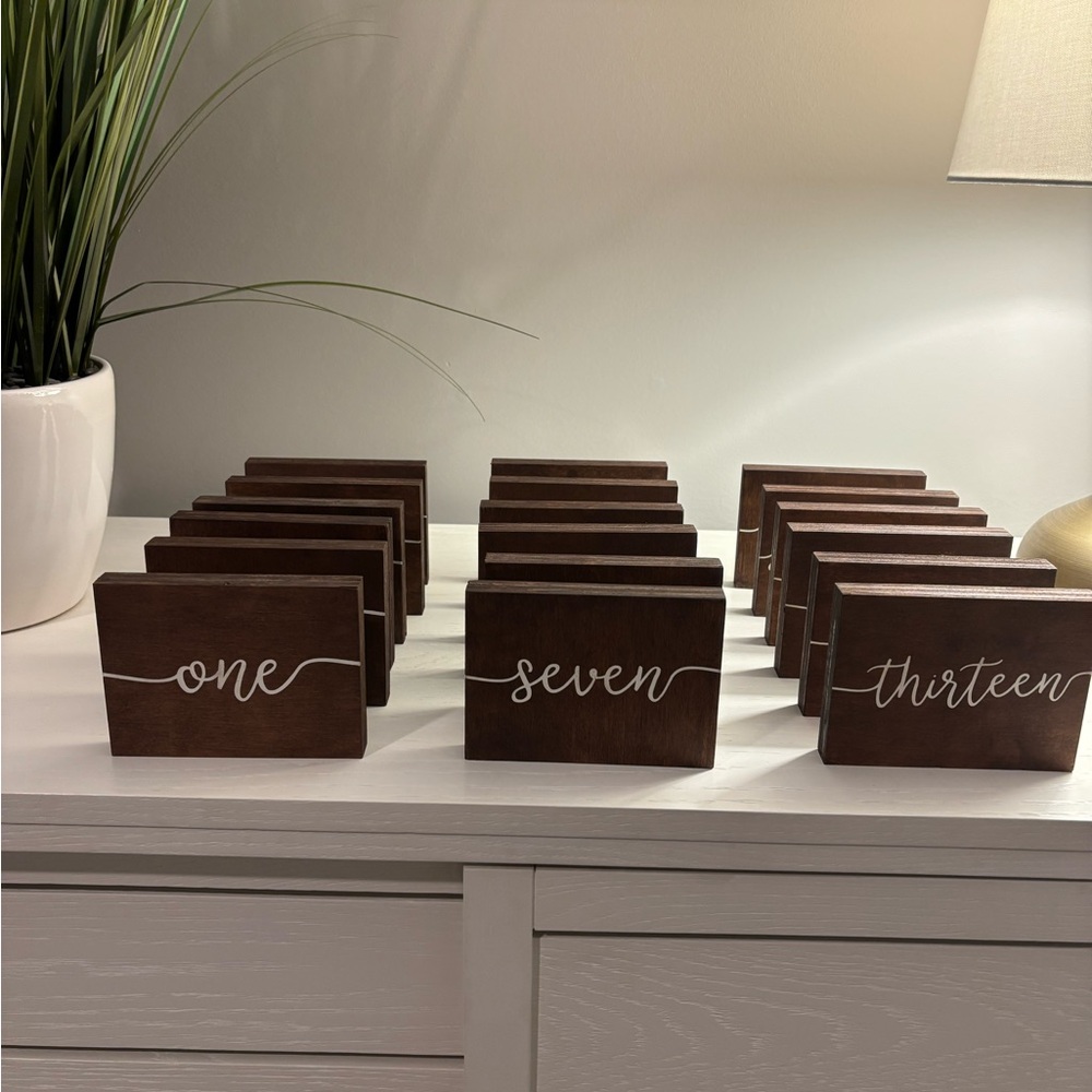 Wooden Wedding Table Numbers 1 thru 18